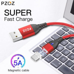 Planet Gates Black PZOZ USB C Magnetic Cable 5A Super Fast Charging Phone Type-C Magnet Charger Adapter For Samsung Galaxy S9 Huawei Xiaomi A2 lite