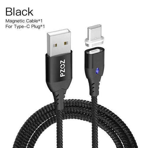 Planet Gates Black PZOZ USB C Magnetic Cable 5A Super Fast Charging Phone Type-C Magnet Charger Adapter For Samsung Galaxy S9 Huawei Xiaomi A2 lite