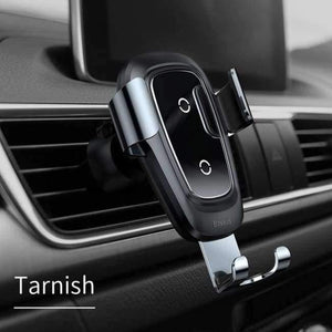 Planet Gates Black Qi Wireless Charger Car Holder for iPhone XS Max XR Samsung S9 Mobile Phone Holder Stand Air Vent Mount Car Phone Holder