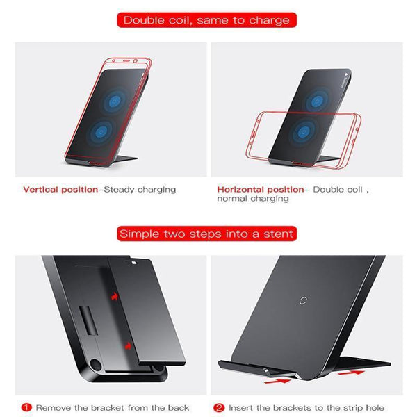 Planet Gates Black Qi Wireless charger fast charging charger For iPhone X Samsung Galaxy S9 mobile phone charger holder for phone stand