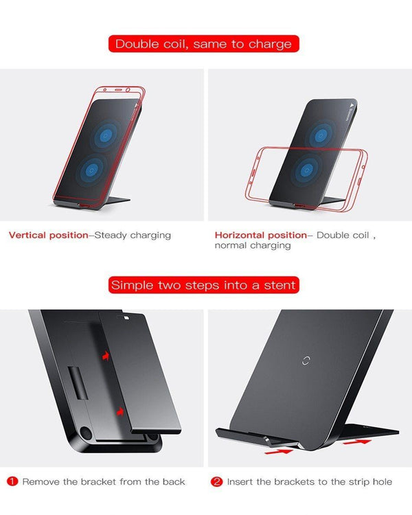 Planet Gates Black Qi Wireless charger fast charging charger For iPhone X Samsung Galaxy S9 mobile phone charger holder for phone stand