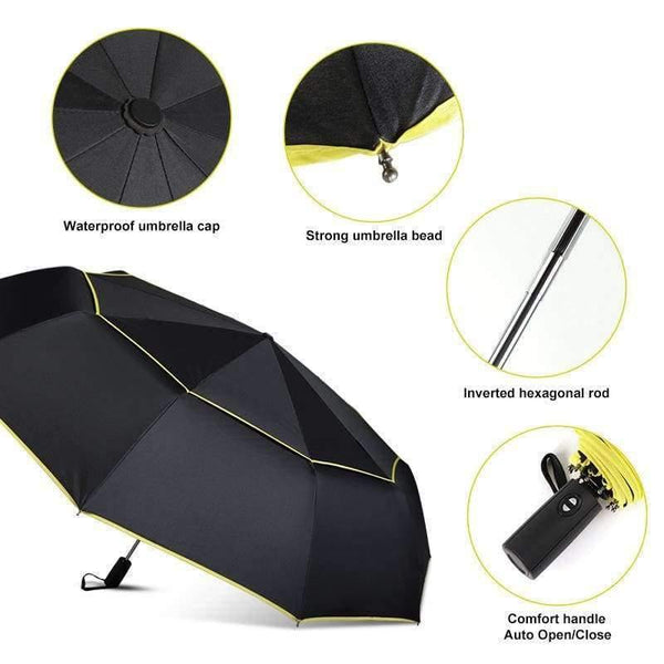 Planet Gates Black Quality 120cm Fully-automatic Umbrella Men Rain Woman Double Layer 3 Folding Business Gift Umbrella Windproof Sun Umbrellas