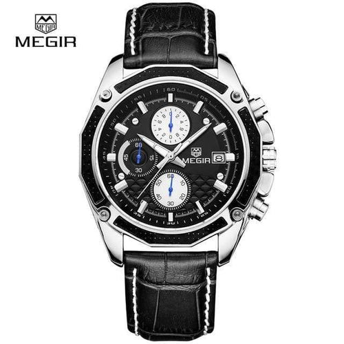 Planet Gates Black Quartz Men Watches Fashion Genuine Leather Chronograph Watch Clock for Gentle Men Male Students Reloj Hombre