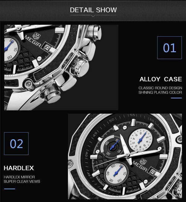 Planet Gates Black Quartz Men Watches Fashion Genuine Leather Chronograph Watch Clock for Gentle Men Male Students Reloj Hombre