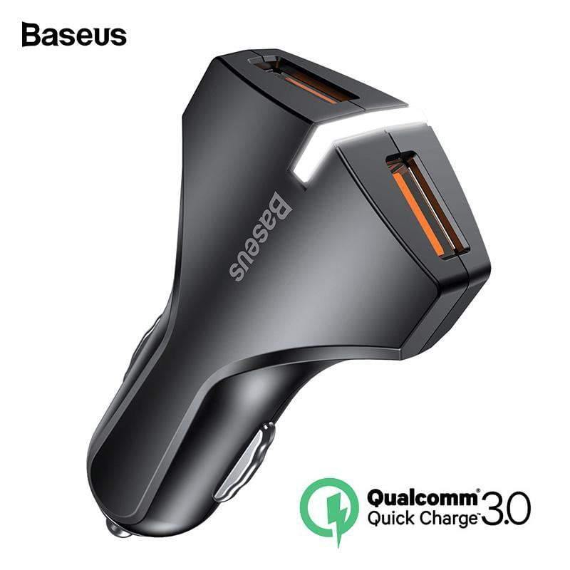 Planet Gates Black Quick Charge 3.0 Dual USB Car Charger 5V3A Turbo Fast Car Charging Mobile Phone Charger For iPhone Xiaomi Car Adapter