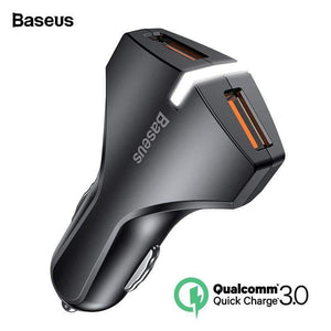 Planet Gates Black Quick Charge 3.0 Dual USB Car Charger 5V3A Turbo Fast Car Charging Mobile Phone Charger For iPhone Xiaomi Car Adapter
