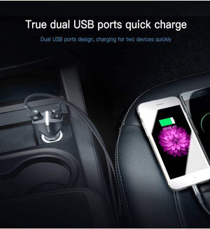 Planet Gates Black Quick Charge 3.0 Dual USB Car Charger 5V3A Turbo Fast Car Charging Mobile Phone Charger For iPhone Xiaomi Car Adapter