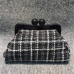 Planet Gates black quited Handbag Shoulder Bag Clip evening day clutches Acrylic Clip Crossbody Bag Zipper & Hasp Tote Bag Chain Party Wedding