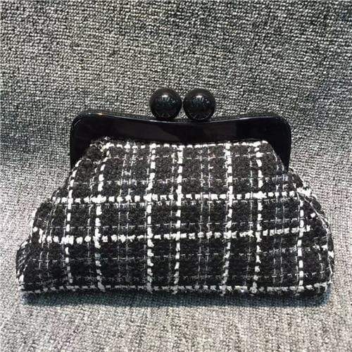 Planet Gates black quited Handbag Shoulder Bag Clip evening day clutches Acrylic Clip Crossbody Bag Zipper & Hasp Tote Bag Chain Party Wedding