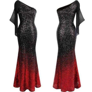 Planet Gates Black Red / 12 / China Angel-fashions Long Evening Dress Vintage Sequin Gradient Mermaid Dresses Blue 286
