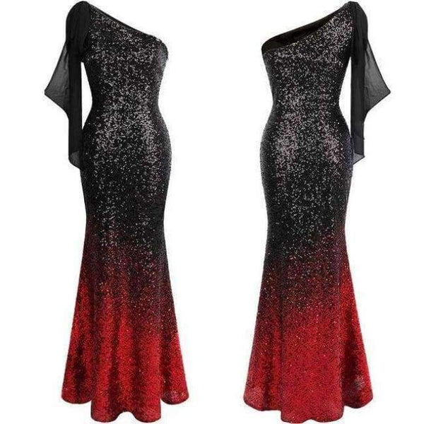Planet Gates Black Red / 12 / China Angel-fashions Long Evening Dress Vintage Sequin Gradient Mermaid Dresses Blue 286