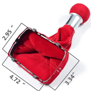 Planet Gates Black Red 5/6 Speed Suede Leather Complete Gear Shift Knob boot cover Gaiter For Audi A3 S3 2001 2002 2003