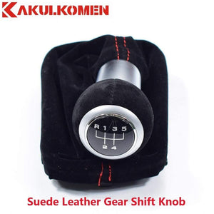 Planet Gates Black Red 5/6 Speed Suede Leather Complete Gear Shift Knob boot cover Gaiter For Audi A3 S3 2001 2002 2003
