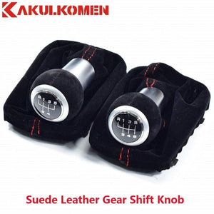 Planet Gates Black Red 5/6 Speed Suede Leather Complete Gear Shift Knob boot cover Gaiter For Audi A3 S3 2001 2002 2003