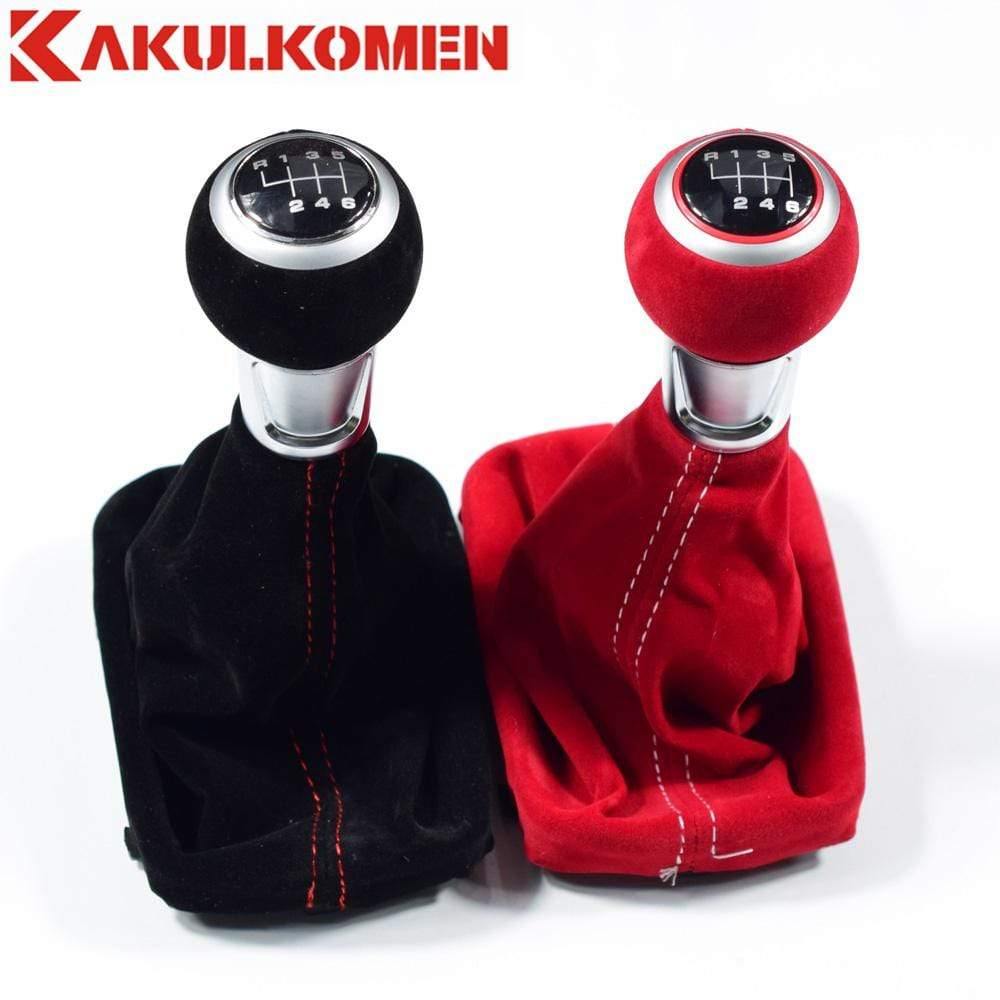 Planet Gates Black Red 5/6 Speed Suede Leather Complete Gear Shift Knob boot cover Gaiter For Audi A3 S3 2001 2002 2003