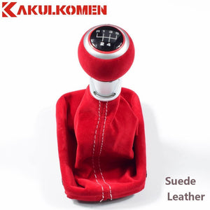 Planet Gates Black Red 5/6 Speed Suede Leather Complete Gear Shift Knob boot cover Gaiter For Audi A3 S3 2001 2002 2003