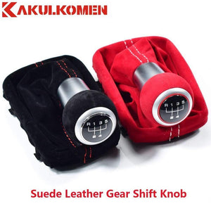 Planet Gates Black Red 5/6 Speed Suede Leather Complete Gear Shift Knob boot cover Gaiter For Audi A3 S3 2001 2002 2003