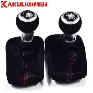 Planet Gates Black Red 5/6 Speed Suede Leather Complete Gear Shift Knob boot cover Gaiter For Audi A3 S3 2001 2002 2003
