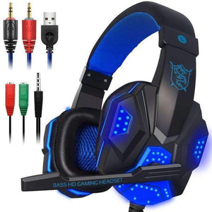 Planet Gates Black Red Gaming Headset for Xbox one PS4 PC Surround Sound Over-Ear Gaming Headphones with Mic Noise Cancelling LED Lights Headset