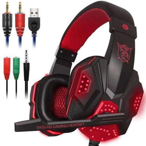Gaming Headset for Xbox one PS4 PC Surround Sound Over-Ear Gaming Headphones with Mic Noise Cancelling LED Lights Headset