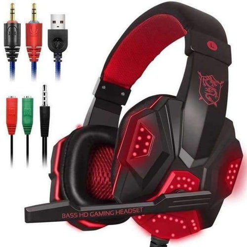 Gaming Headset for Xbox one PS4 PC Surround Sound Over-Ear Gaming Headphones with Mic Noise Cancelling LED Lights Headset
