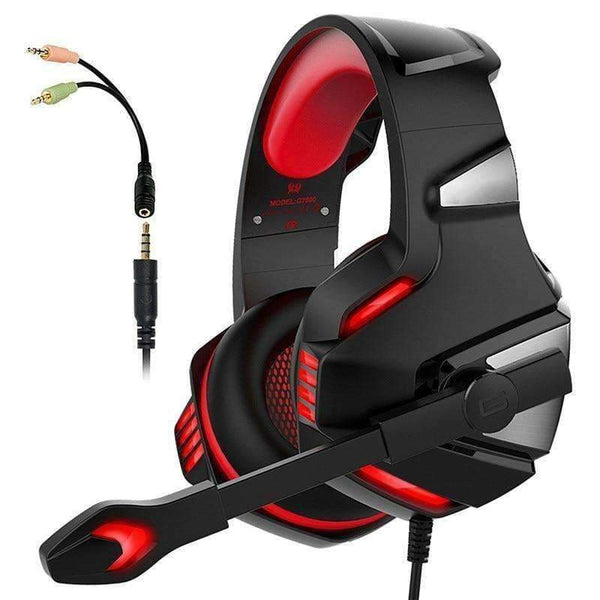 Planet Gates Black Red Gaming Headset for Xbox one PS4 PC Surround Sound Over-Ear Gaming Headphones with Mic Noise Cancelling LED Lights Headset
