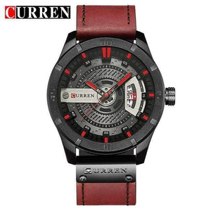Planet Gates black red Men Military Sports Watches Men's Quartz Date Clock Man Casual Leather Wrist Watch Relogio Masculino