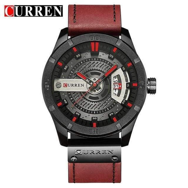 Planet Gates black red Men Military Sports Watches Men's Quartz Date Clock Man Casual Leather Wrist Watch Relogio Masculino
