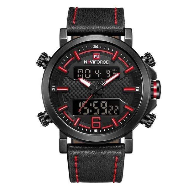 Planet Gates Black Red Men's Fashion Sport Watch Men Leather Waterproof Quartz Watches Male Date LED Analog Clock Relogio Masculino
