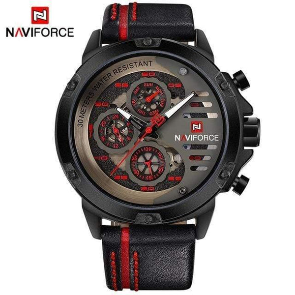 Planet Gates Black Red Mens Watches Top Brand Luxury 3Bar Waterproof Date Quartz Watch Man Leather Sport Wrist Watch Men Waterproof Clock