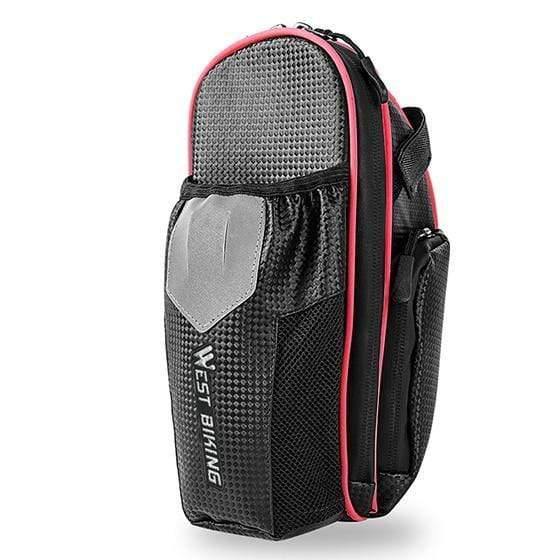 Planet Gates Black Red MTB Bike Waterproof Rear Bag Bicycle Accessories Bike Saddle Bag with Water Bottle Pocket Cycling Rear Seat Tail Bag