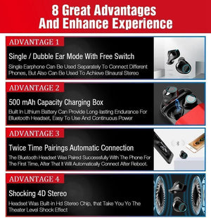 Planet Gates Black Red TOMKAS Bluetooth Headphones TWS Earbuds Wireless Bluetooth Earphones Stereo Headset Bluetooth Earphone With Mic and Charging Box