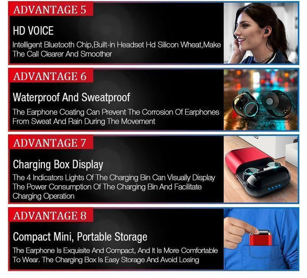 Planet Gates Black Red TOMKAS Bluetooth Headphones TWS Earbuds Wireless Bluetooth Earphones Stereo Headset Bluetooth Earphone With Mic and Charging Box