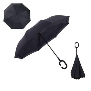 Planet Gates Black Reverse Folding Double Layer Inverted Chuva Umbrella Self Stand Inside Out Rain Protection C-Hook Hands For Car