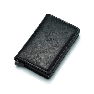 Planet Gates Black Rfid Blocking Automatical Aluminium Thin Men Wallets Male Mini Slim Wallet Card ID Holders Walet Small Purses Money Bag Valet