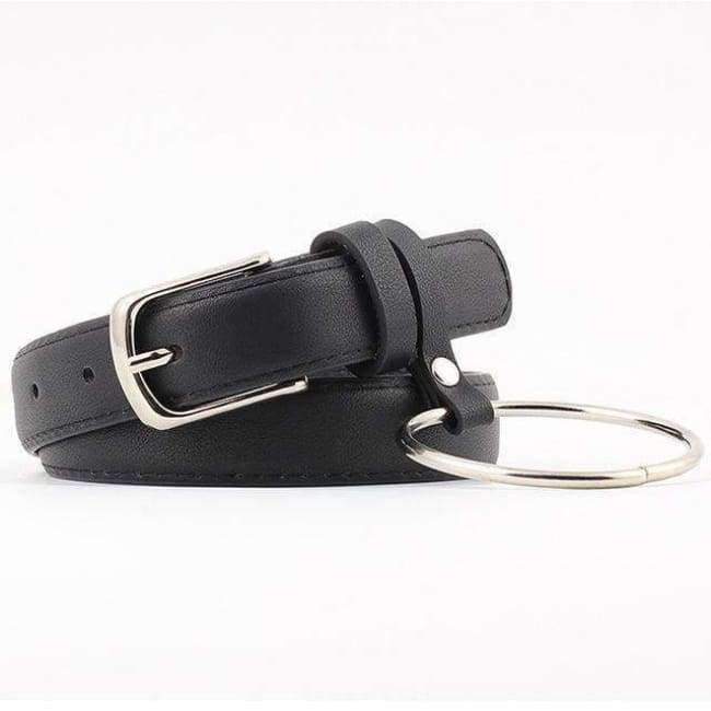 Planet Gates Black ring / 95cm Belts Women high quality Alloy buckle fashion students jeans  belts brown leather black strap belt women