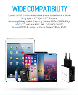 Planet Gates Black ROCK 18W Quick Charge QC 3.0 Phone Charger Travel Wall Adapter QC3.0 FCP Universal For Xiaomi iPhone Samsung Huawei EU Plug