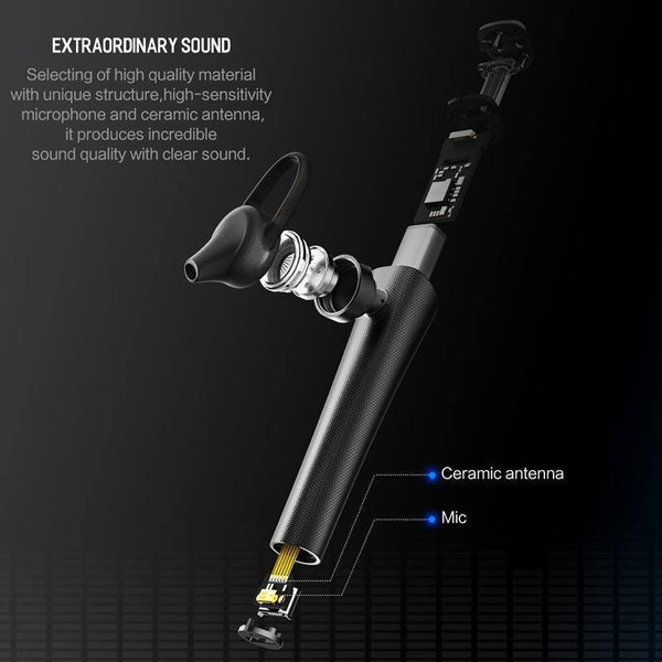 Planet Gates black ROCK Bluetooth 4.2 Wireless Earphone, Torch Series In-Ear with Microphone HiFi Bluetooth Earphone