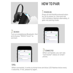 Planet Gates black ROCK Bluetooth 4.2 Wireless Earphone, Torch Series In-Ear with Microphone HiFi Bluetooth Earphone