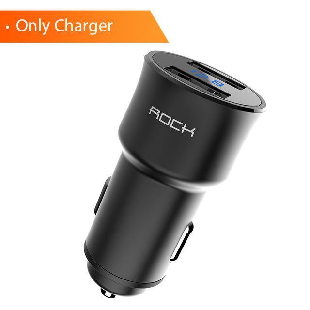 Planet Gates Black ROCK H2 Dual USB Car Charger Digital LED Display 5V 3.4A Phone Car-charger Fast Charging Voltage Monitoring For iPhone Samsung