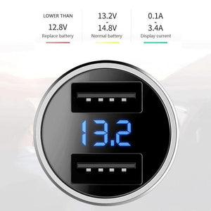 Planet Gates Black ROCK H2 Dual USB Car Charger Digital LED Display 5V 3.4A Phone Car-charger Fast Charging Voltage Monitoring For iPhone Samsung