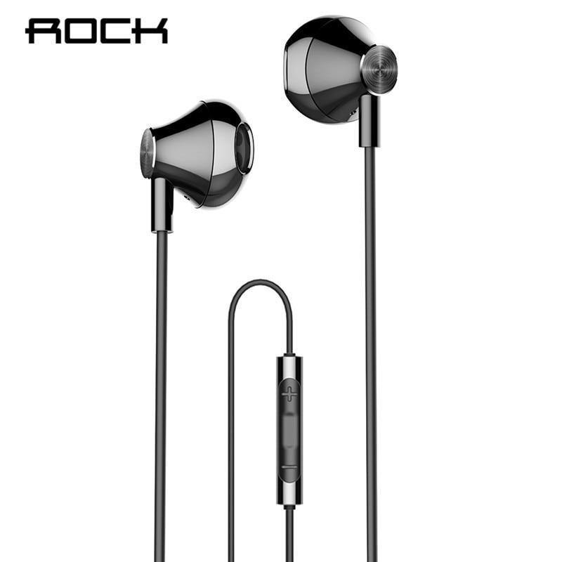 Planet Gates Black Rock In-Ear Earphone with Microphone for Xiaomi Huawei 3.5mm Metal Earphone Super Bass Headset with Mic Earbuds