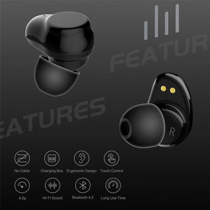 Planet Gates Black ROCK Mini TWS True Wireless Bluetooth Earphone Stereo Sports Headset With Charging Box Mic Earbud For iPhone XS MAX Xiaomi