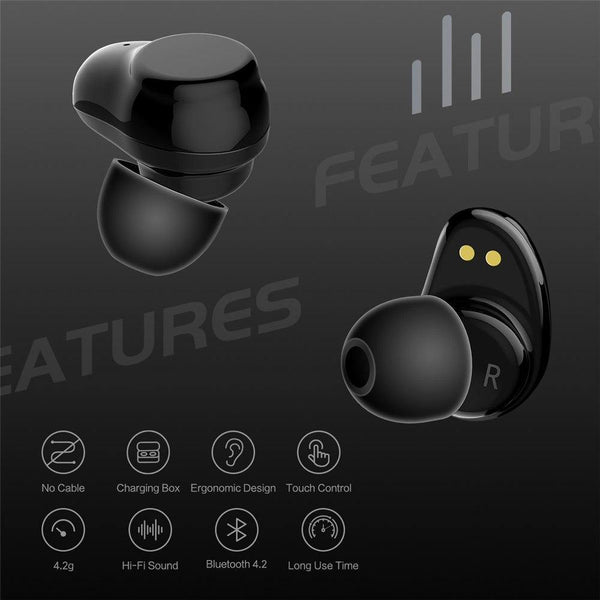 Planet Gates Black ROCK Mini TWS True Wireless Bluetooth Earphone Stereo Sports Headset With Charging Box Mic Earbud For iPhone XS MAX Xiaomi