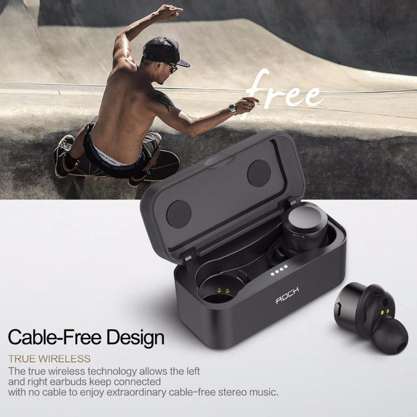 Planet Gates Black ROCK Mini Wireless Bluetooth Earphone EB10 TWS Stereo With Mic Universal Wireless Handsfree Earbuds for iphone X Samsung Xiaomi