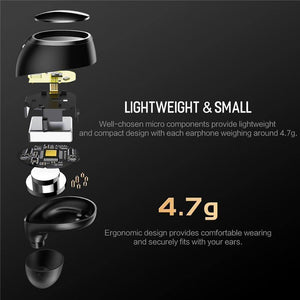 Planet Gates Black Rock New Mini TWS True Wireless Stereo Bluetooth Earphone with Mic Universal Wireless Handsfree Earbuds with Charger Battery Box