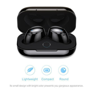 Planet Gates Black Rock New Mini TWS True Wireless Stereo Bluetooth Earphone with Mic Universal Wireless Handsfree Earbuds with Charger Battery Box