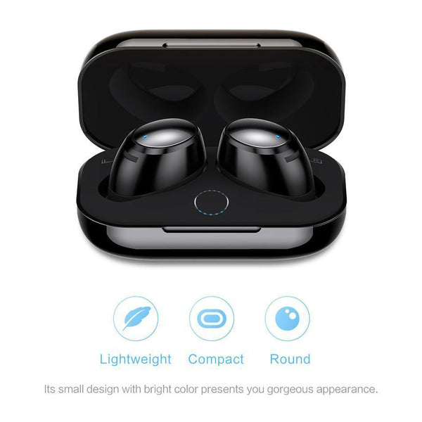 Planet Gates Black Rock New Mini TWS True Wireless Stereo Bluetooth Earphone with Mic Universal Wireless Handsfree Earbuds with Charger Battery Box