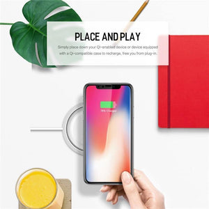 Planet Gates Black ROCK QI Wireless Charger For iPhone X 10 8 Samsung Note 8 S8 Plus S7 S6 Edge Phone Fast Charging Pad Quick Charge Smart USB Dock