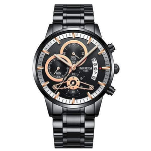 Planet Gates Black Rose Gold Hand 1 Watch Men Gold And Black Mens Watches Top Brand Luxury Sports Watches  Reloj Hombre Waterproof